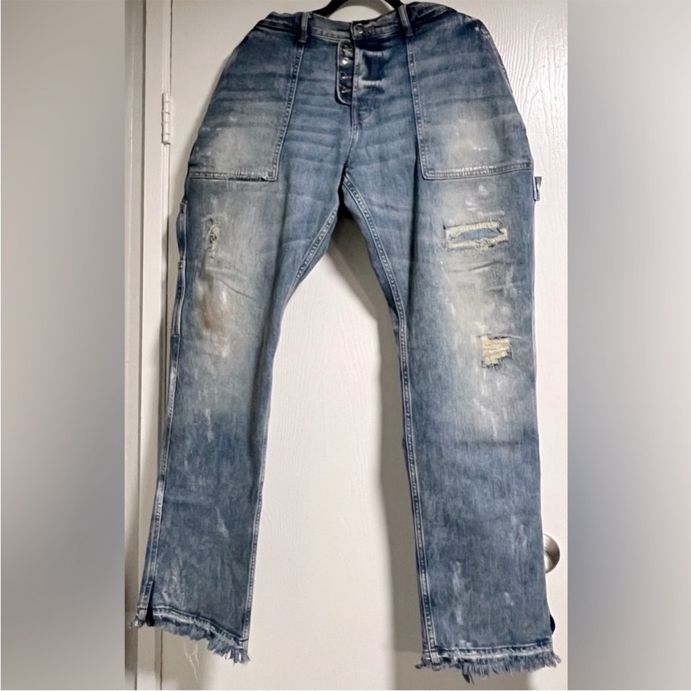 AMC..ARTMEETSCHAOS Men's Bootcut carpenter Jeans - Distressed Blue